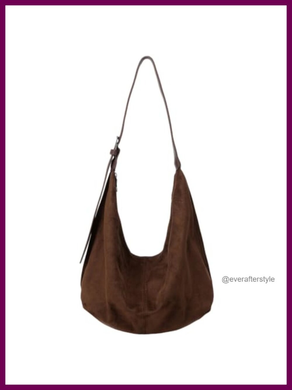 Slouchy Faux Suede Hobo Bag Adjustable Shoulder Crossbody Purse